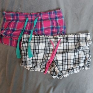 TWO Old Navy flannel sleepy shorts w/ drawstring